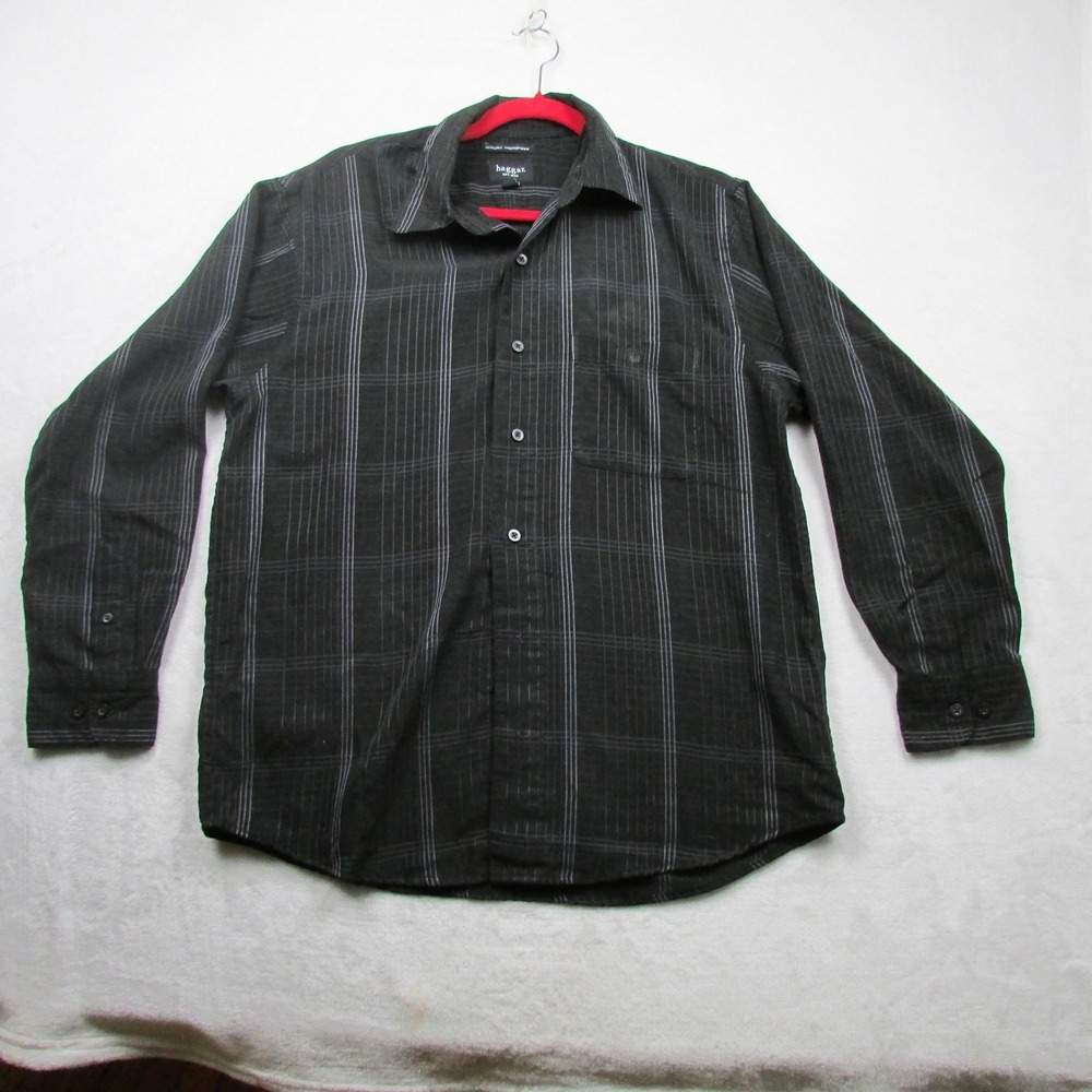 Haggar Shirt‎ Mens Medium Plaid Button Down Long Sleeve Luxury Microfiber Dress
